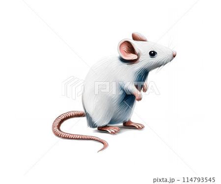 アナログタッチ、手描き風のリアルなネズミのイラスト、油絵風、絵画