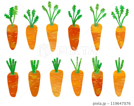 葉っぱ付きにんじんの切り絵風イラストのイラスト素材 [119647876] - PIXTA