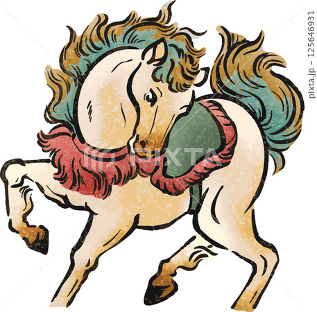 馬 水彩 墨絵 水墨画 手描き 2026 令和8年 年賀 年賀状 午 午年 馬年