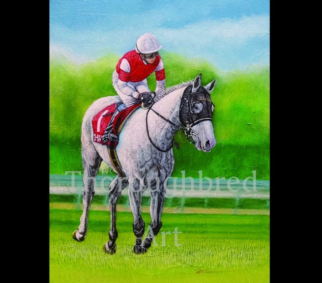 上鈴木正一 油彩画 A3『 メジロラモーヌ 』ロバート様のオーダー作品