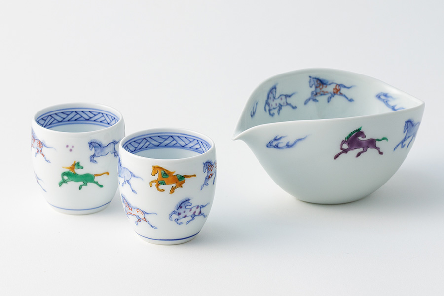 美品・共箱付】平戸焼 置上技法 藤本岳英 作／磁器皿・伝統工芸 美品