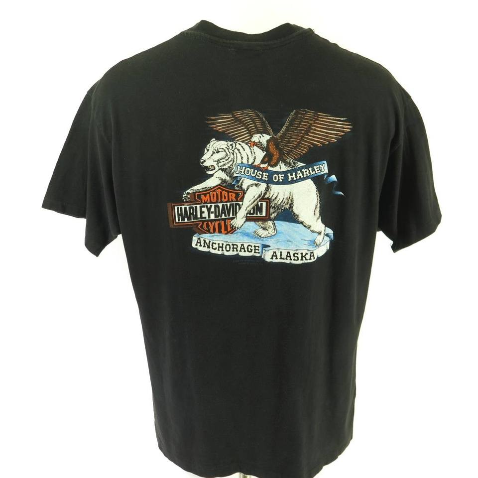 Vintage 90s Harley Davidson T-shirt Mens 2XL Number 1 Alaska 1992