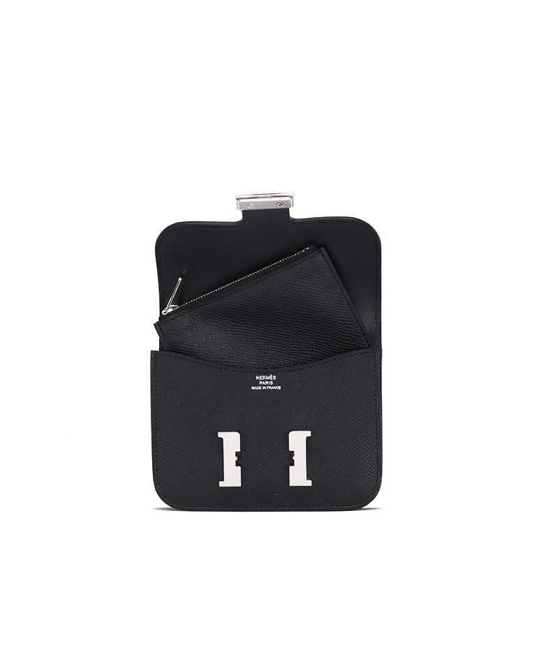 コンスタンス スリム ウォレット ブラック シルバー バックル - HERMÈS
