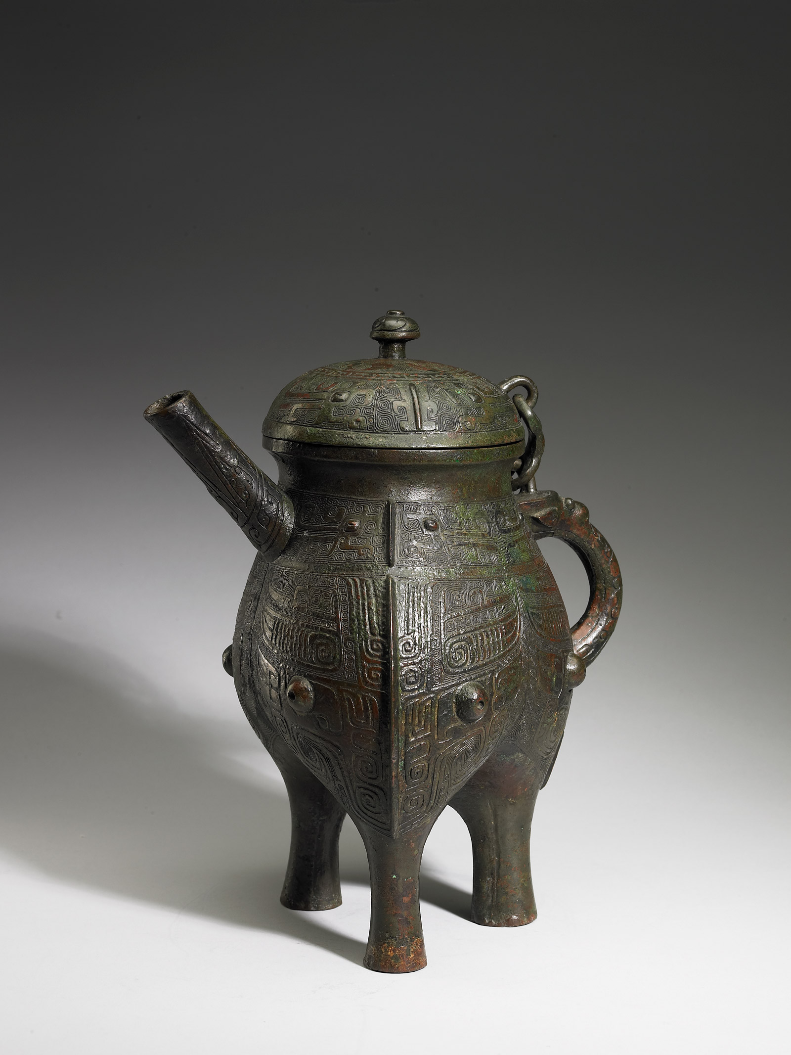 2357 中国骨董乾隆御製銘金銅竹節急須時代物