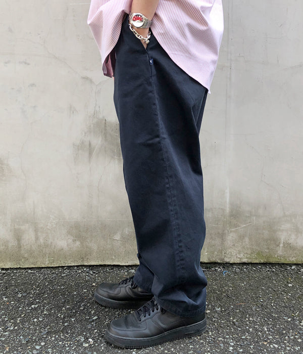 DESCENDANT/DC-6 ORGANIC COTTON TWILL TROUSERS FADE WASH (NAVY)