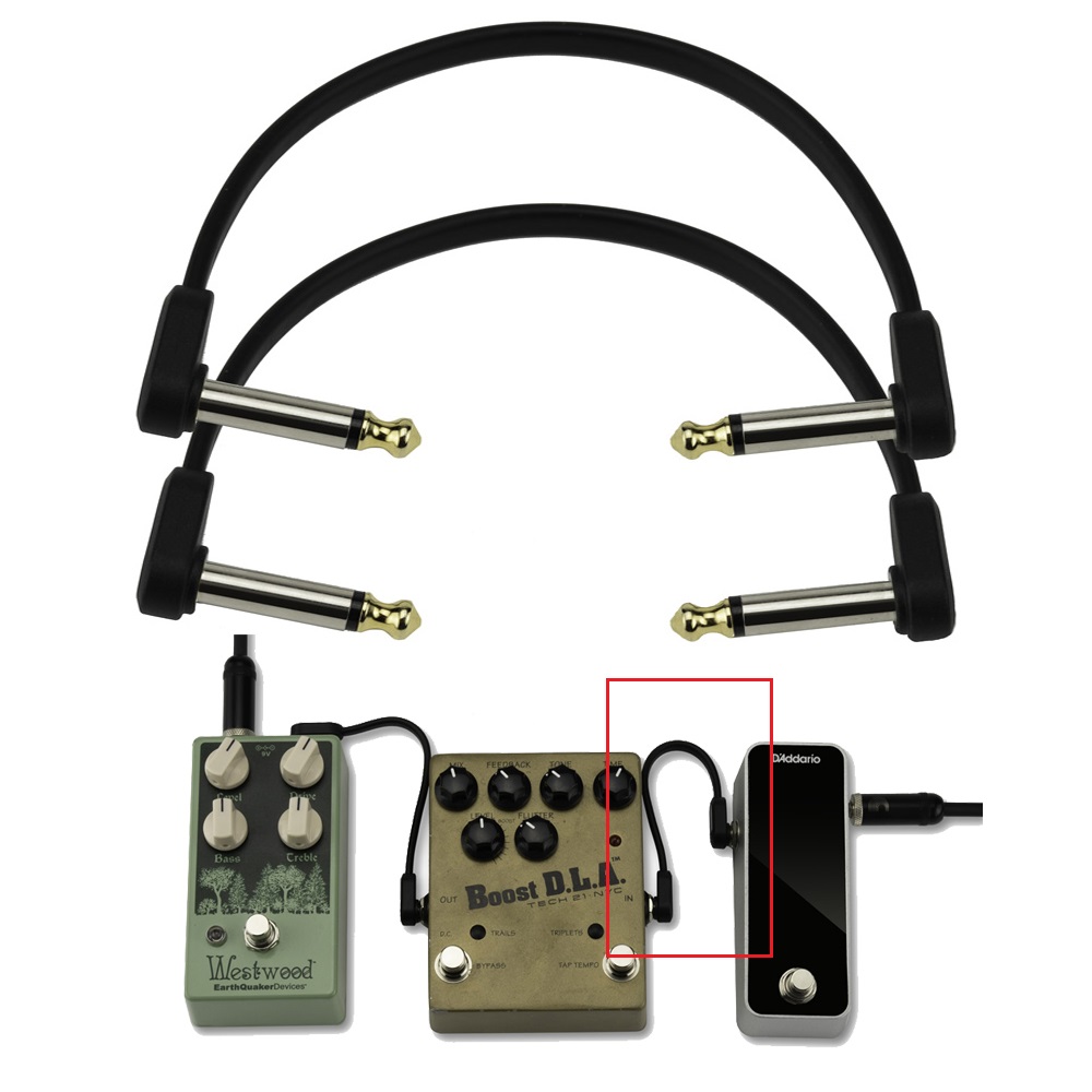 D'Addario Flat パッチケーブル 6inch (15cm) 2本入り ライトアングル