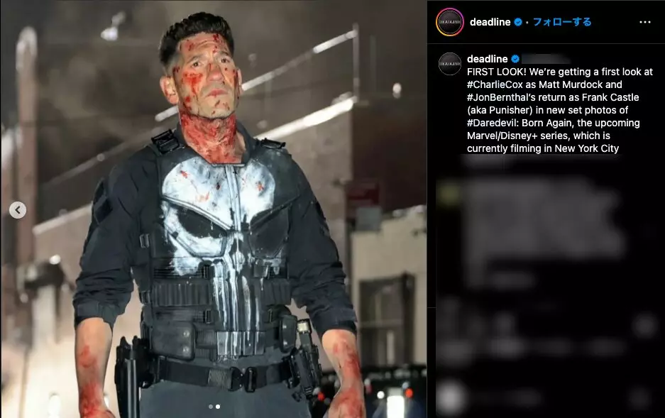 デアデビル：ボーン・アゲイン」撮影写真が公開、パニッシャー返り血