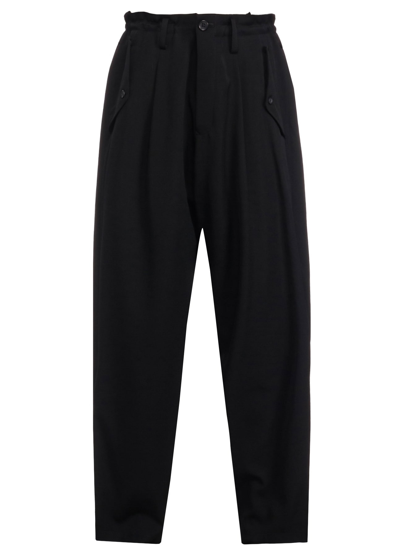 WOOL GABARDINE HEM TAB GABARDINE PANTS(S Black): Vintage 1.2｜THE