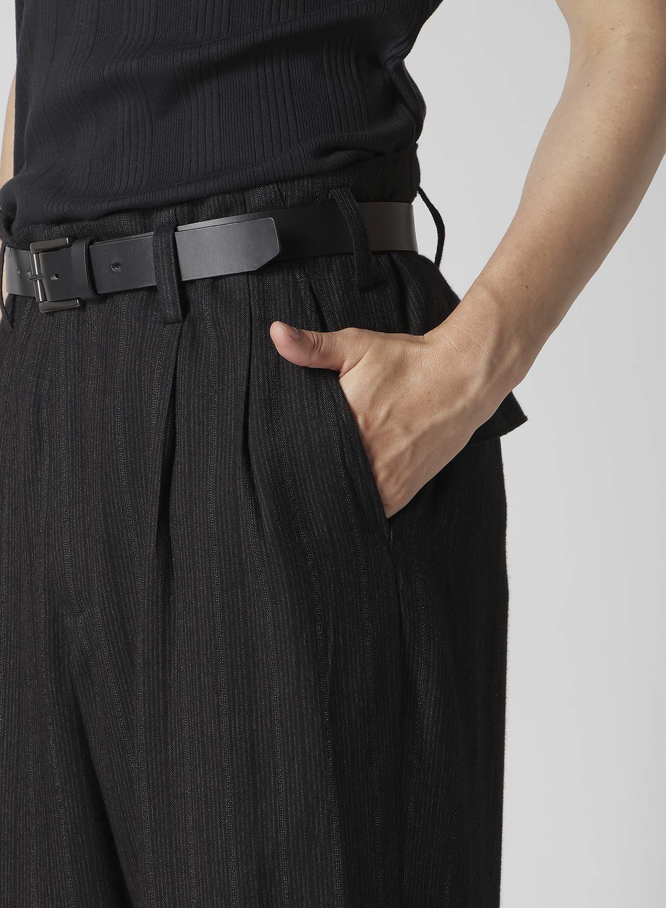 STRIPED SUSPENDER PANTS(S Black): Y's for men｜THE SHOP YOHJI YAMAMOTO