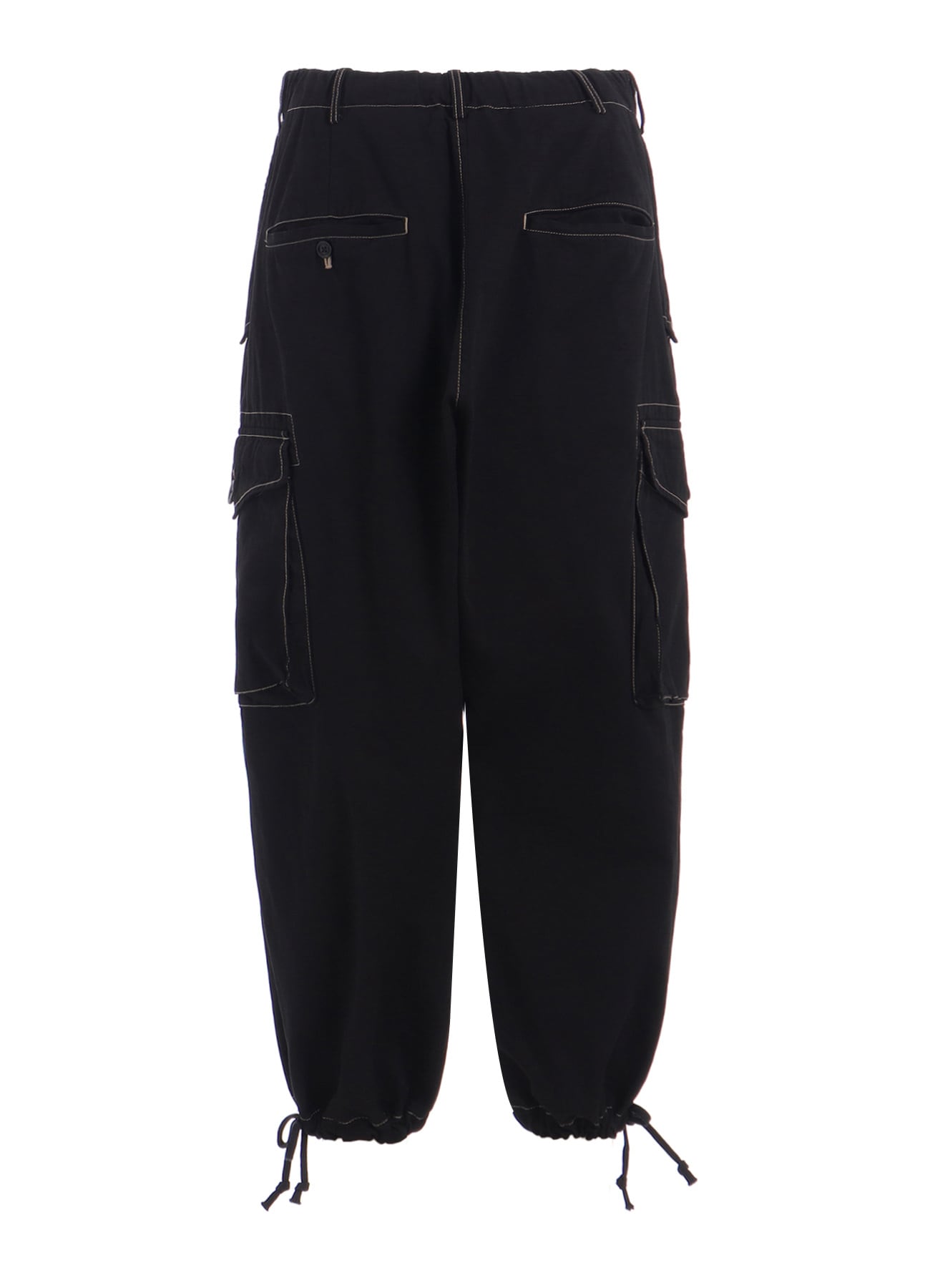 COTTON TWILL GARMENT DYED BALLOON CARGO PANTS(M Black): S'YTE｜THE