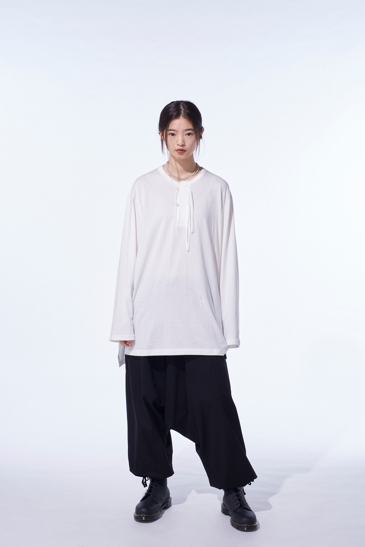 COTTON TWILL WIDE SAROUEL PANTS(S Black): S'YTE｜THE SHOP YOHJI