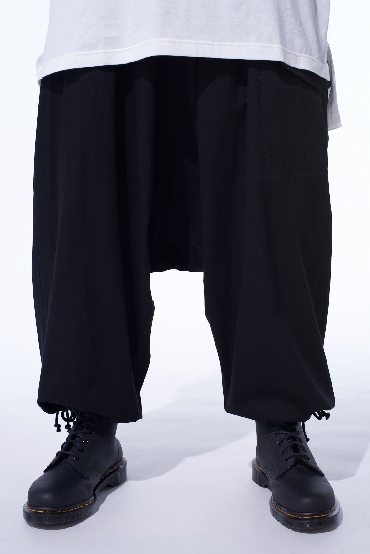COTTON TWILL WIDE SAROUEL PANTS(S Black): S'YTE｜THE SHOP YOHJI