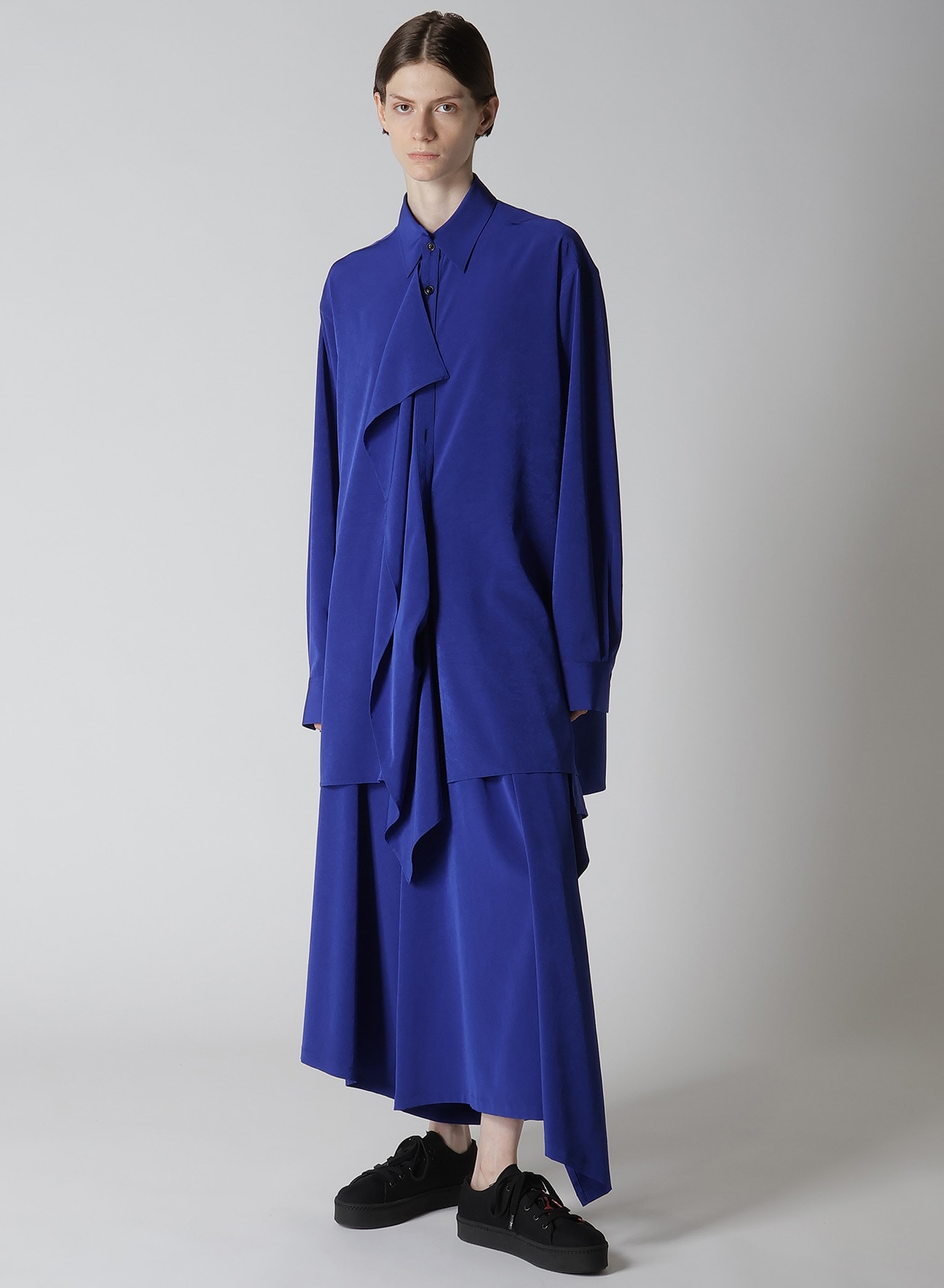 CREPE de CHINE SIDE CLOTH ELASTIC PANTS(XS Blue): Y's｜THE SHOP