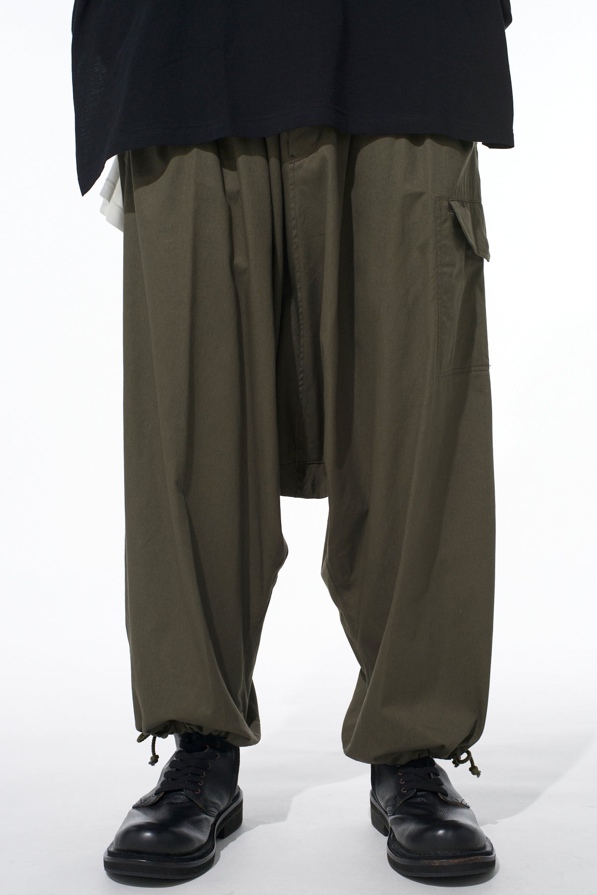 COTTON TWILL WIDE SAROUEL PANTS – THE SHOP YOHJI YAMAMOTO
