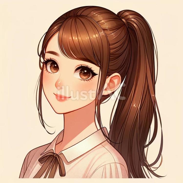 ポニーテールの女の子イラスト - No: 24897130｜無料イラスト・フリー