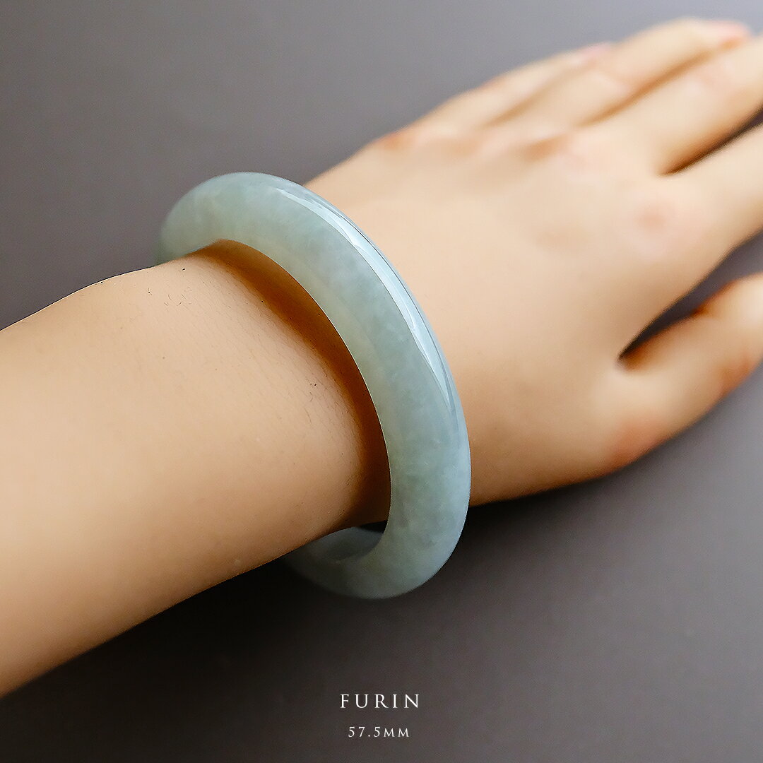 鑑定書付き A貨天然本翡翠 ヒスイ バングル 乳白色