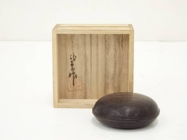 ◎香合◎ 道場宗廣黒柿千鳥香合黒柿香合香合共箱共布茶道具茶道