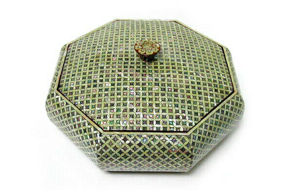 漆塗八角重箱 韓国伝統工芸品 孔雀模様の八角形漆器 韓国伝統 韓国伝統