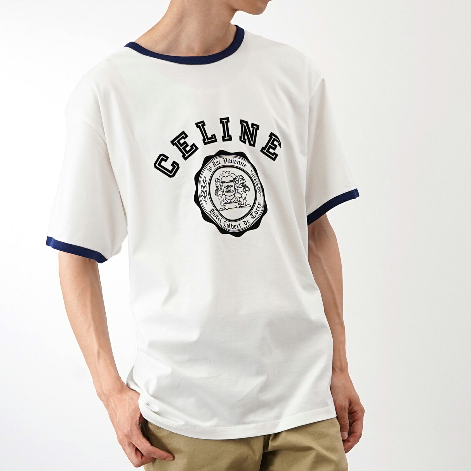 CELINE 販売 ロゴ Tシャツ ホワイト セリーヌ CELINE Tシャツ