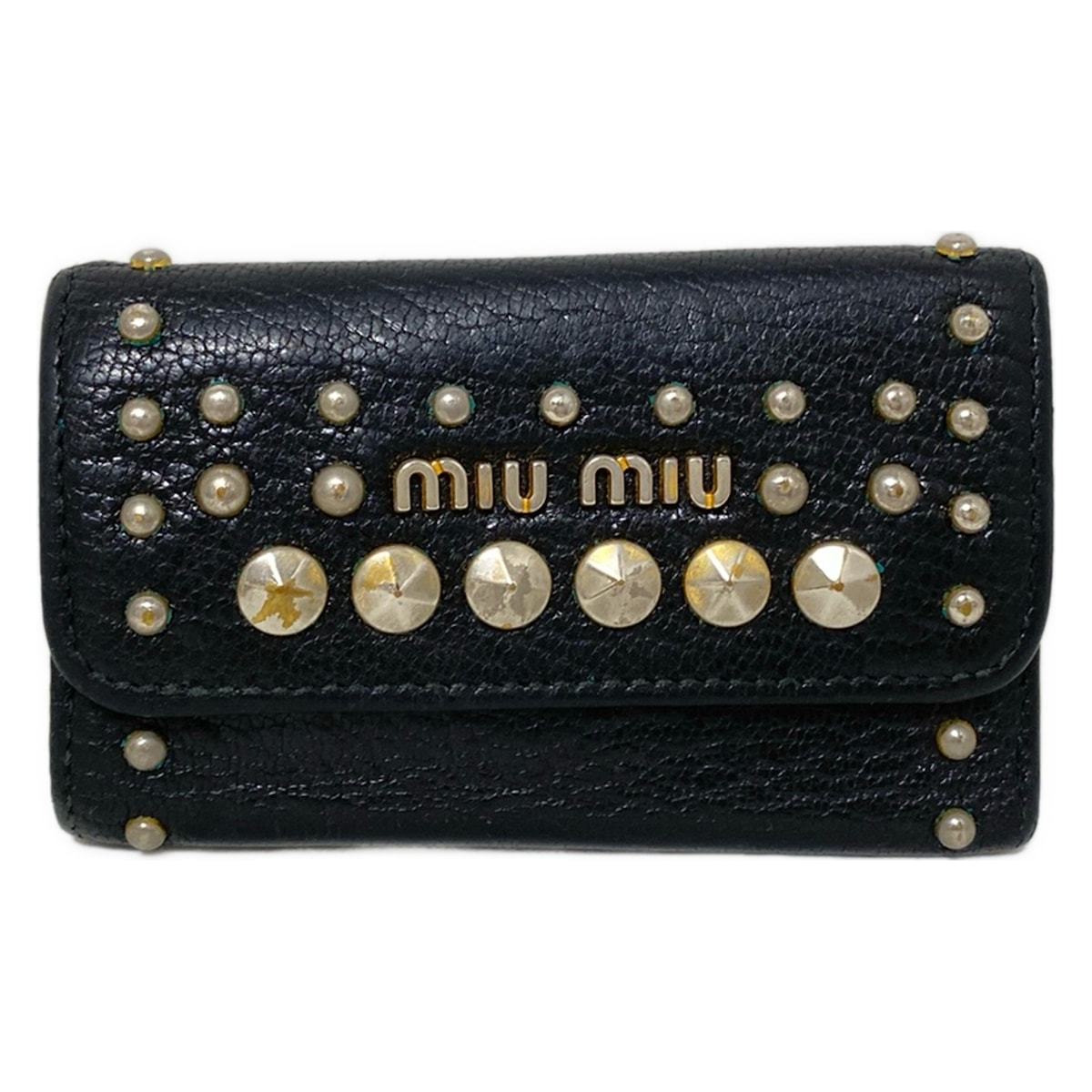 小物 MIUMIU studs leather key case MIUMIU studs leather key case