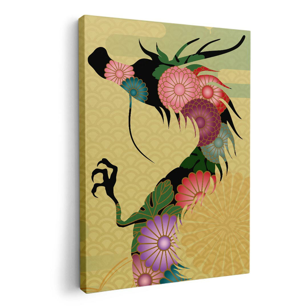 ⭐️龍 絵画 手書きアート 花 パワー元気な光 壁掛け絵 ⭐️龍 絵画