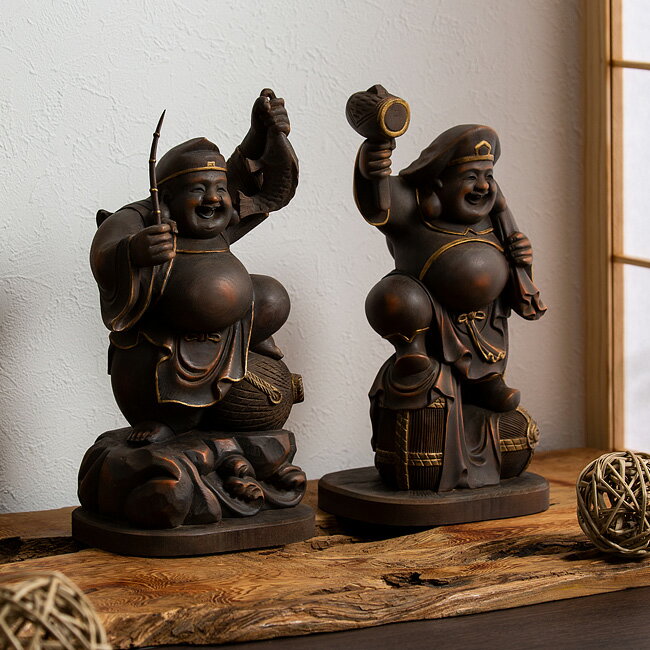 楽天市場】大黒天様の通販 木製彫刻 笑顔の神様(大黒天＋恵比寿天) 2