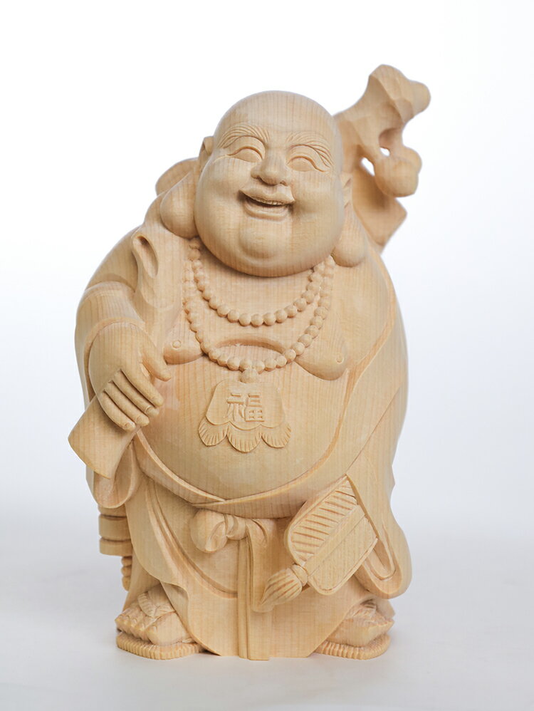 銘木屋久杉 布袋様 国産無垢 置物 縁起物