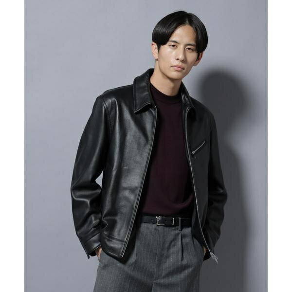 ナノユニバース ライダース L ラムレザー 黒×赤 キルティング サーモ