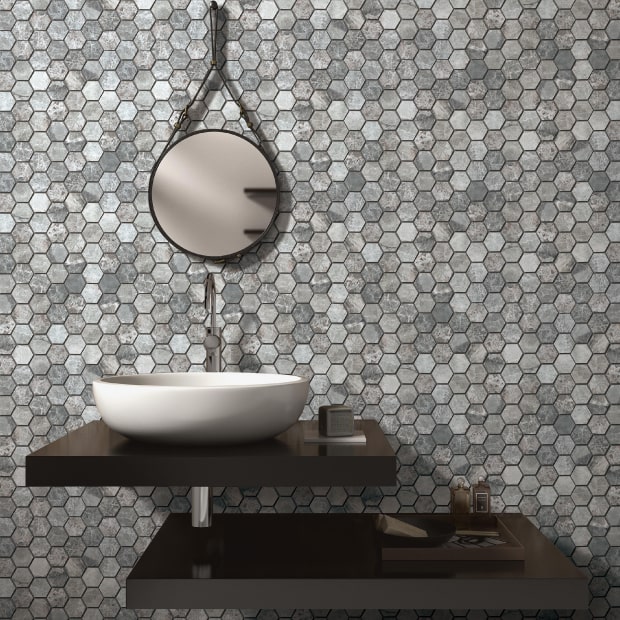 ラフィニタ AS4313HEX48 / 天然石ヘキサゴンモザイク | タイル販売の