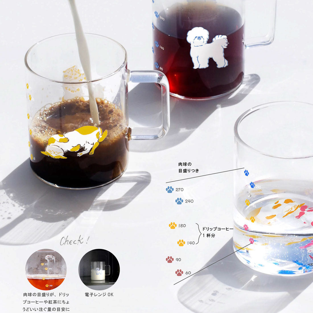 Tomi Label TOKYO｜耐熱ガラス｜耐熱プリントマグ｜犬｜もふもふイヌ