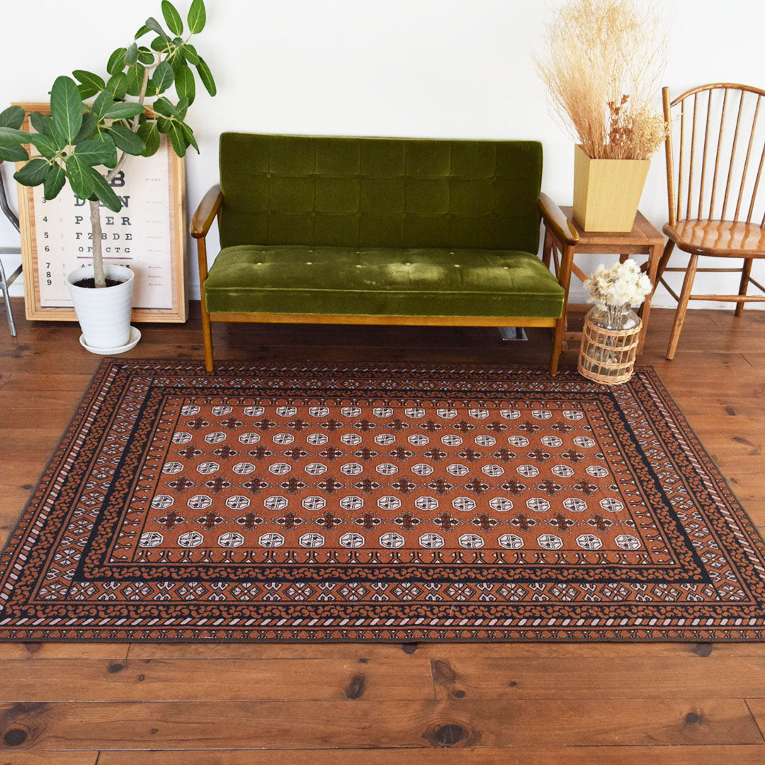 ブラウンとカフェオレ ヴィンテージトルコラグ No.670 ブラウンと