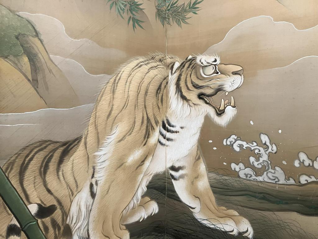 橋本雅邦「龍虎図屏風」陶板画 限定250部 保証書付 額装 B 橋本雅邦「