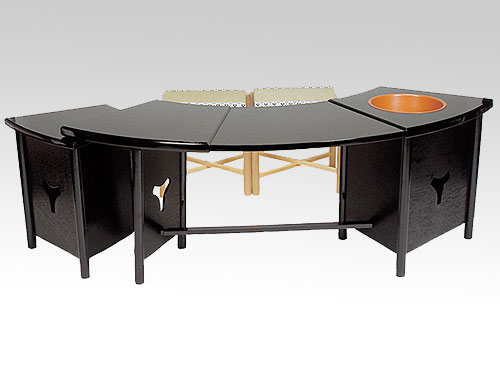 美品 茶道具 立礼用 掻き合せ塗り 円椅（椅子）組立式 玄々斎好写