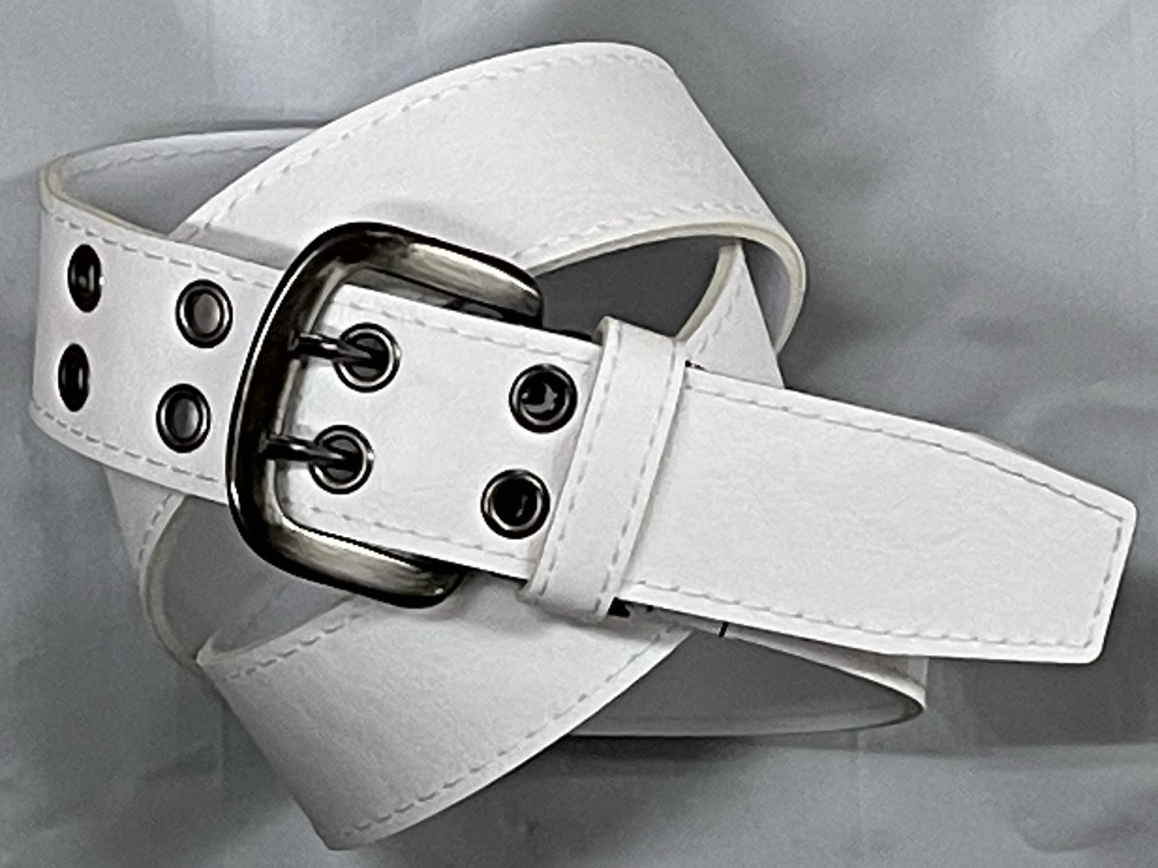 白色ベルト 帯革 角石】40mm合皮ベルト/警備員、ガードマンベルト