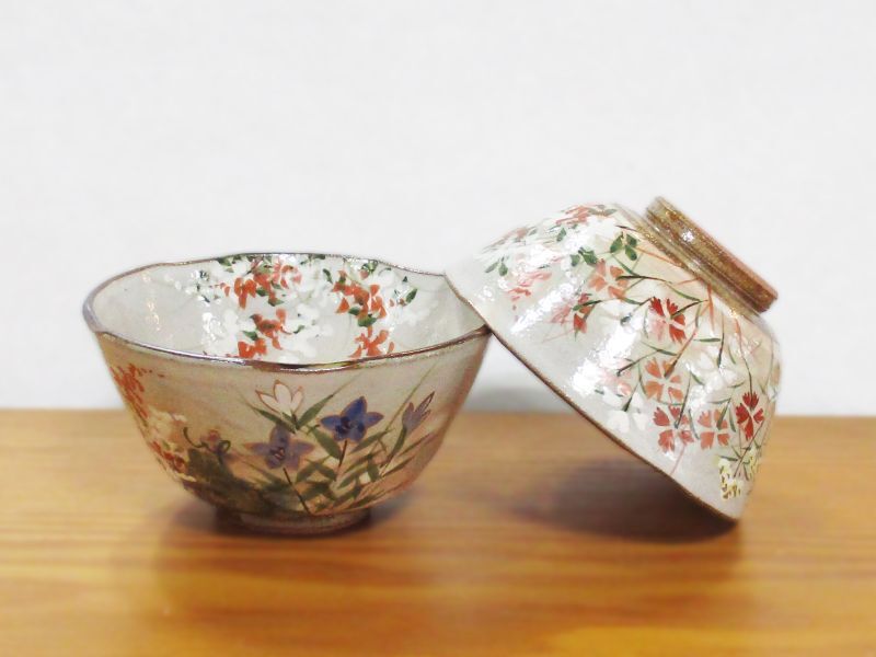 清水焼 森俊山作 京の秋 組飯碗 - 土岐陶器本店