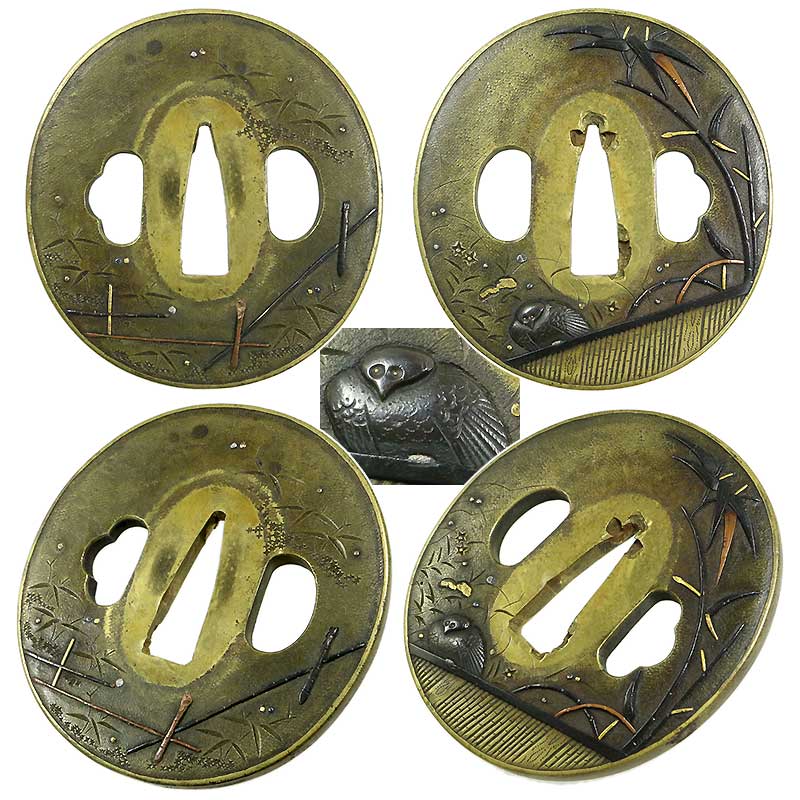 伝統的な日本の武具 鍔と刀のセット 日本刀の鐔・鍔