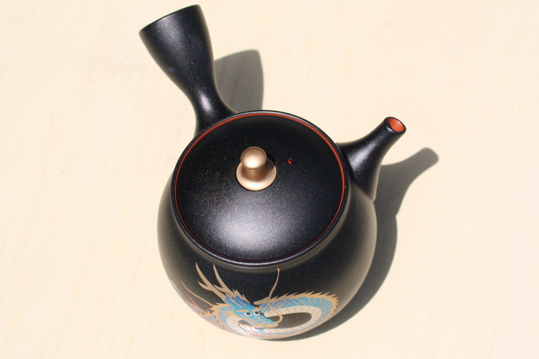 煎茶道具 益子焼 染付花文 大きめ急須 茶壷 時代箱 C R8055C 玉光窯 茶