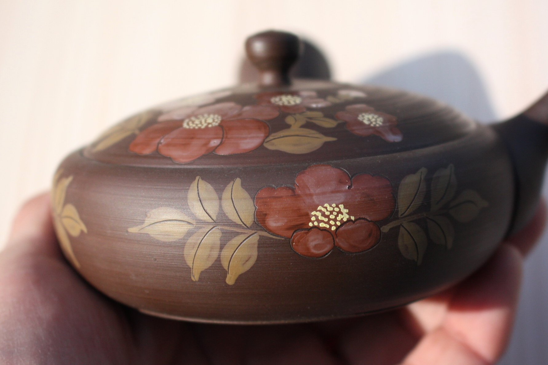 煎茶道具 益子焼 染付花文 大きめ急須 茶壷 時代箱 C R8055C