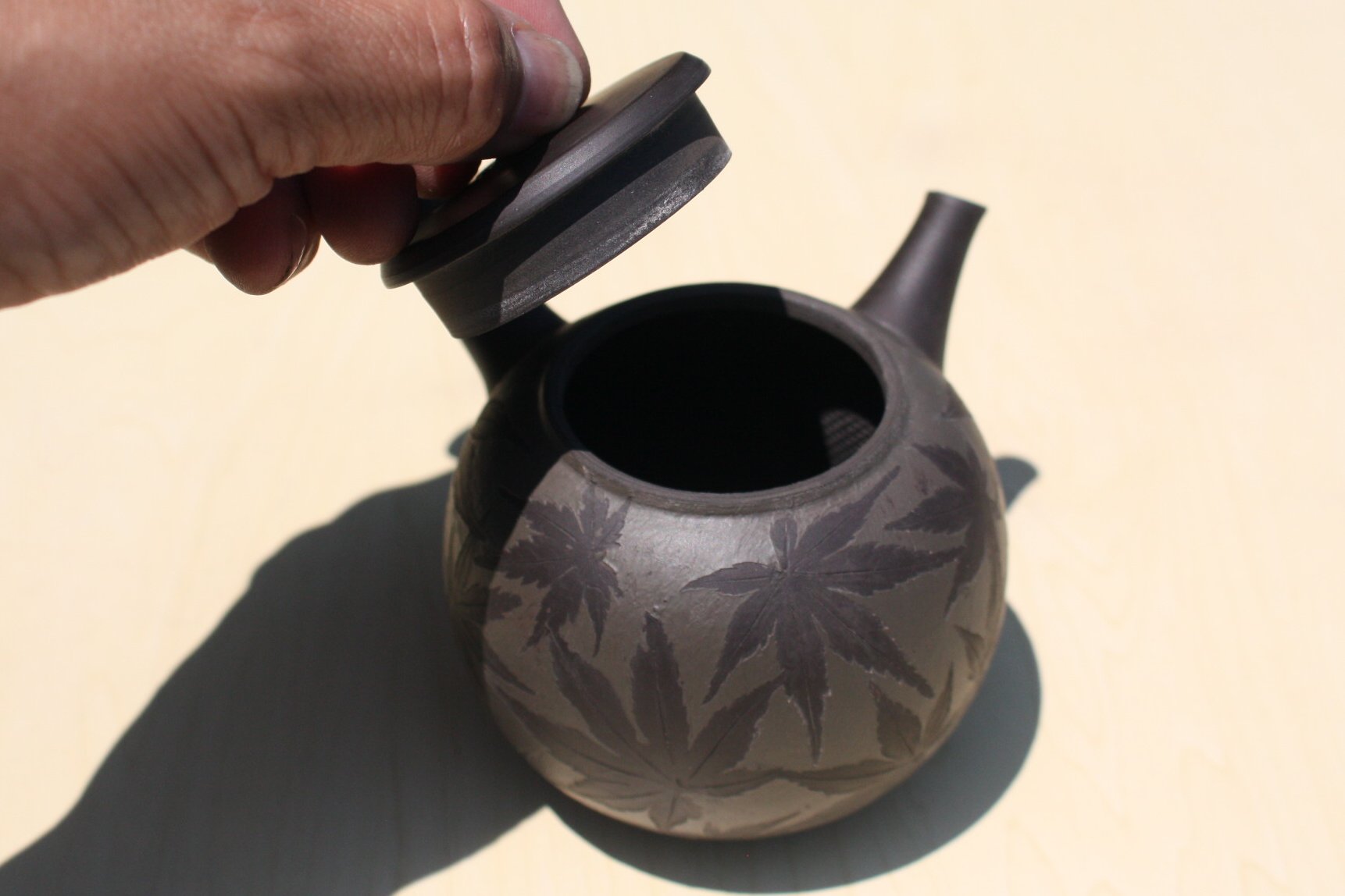 都築青峰 黒窯変もみじ急須 ささめ茶こし seihou014 - 常滑焼急須館