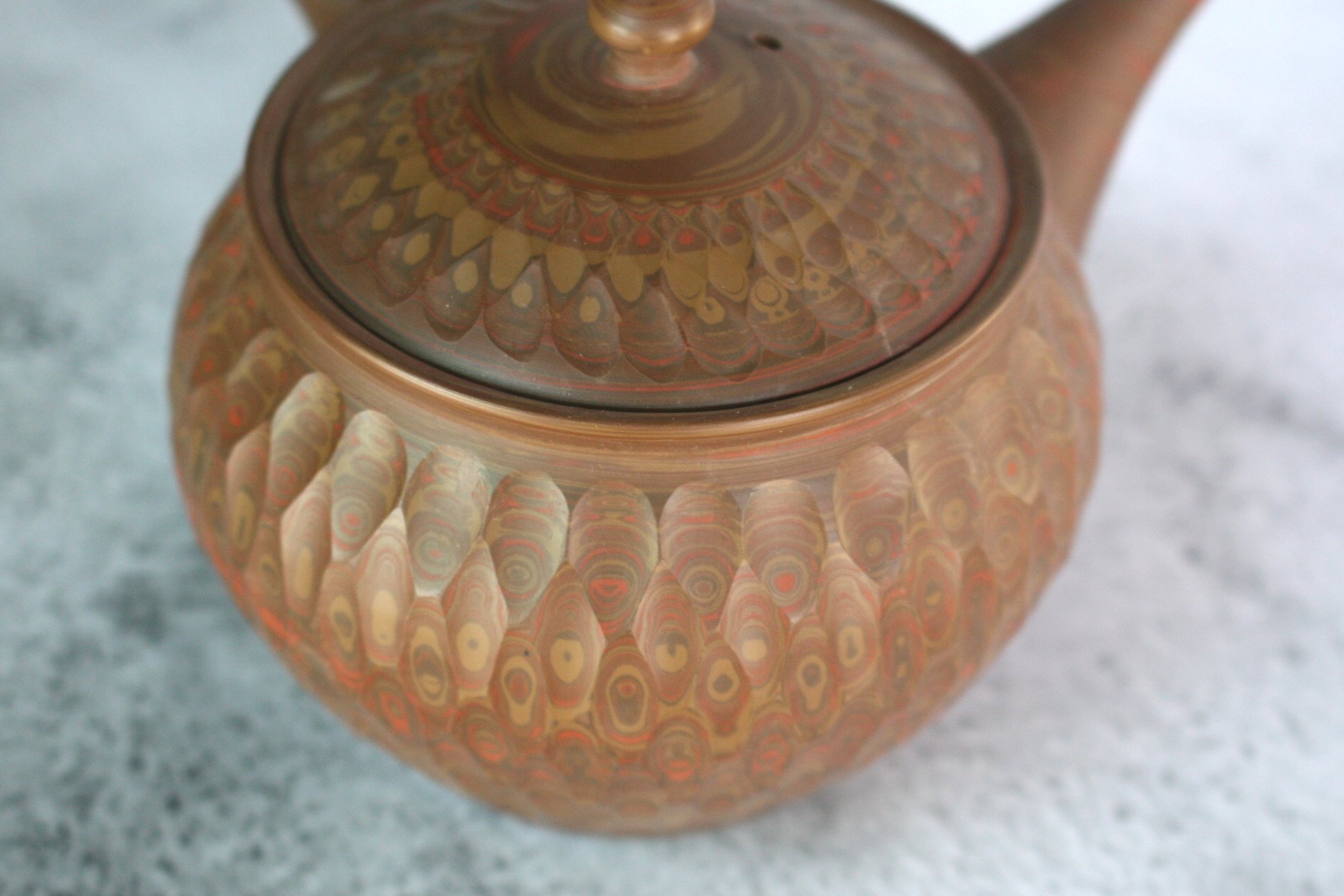 小西友仙 燿泥練込網目カット急須 320ml ささめ茶こし yusen001 - 常滑