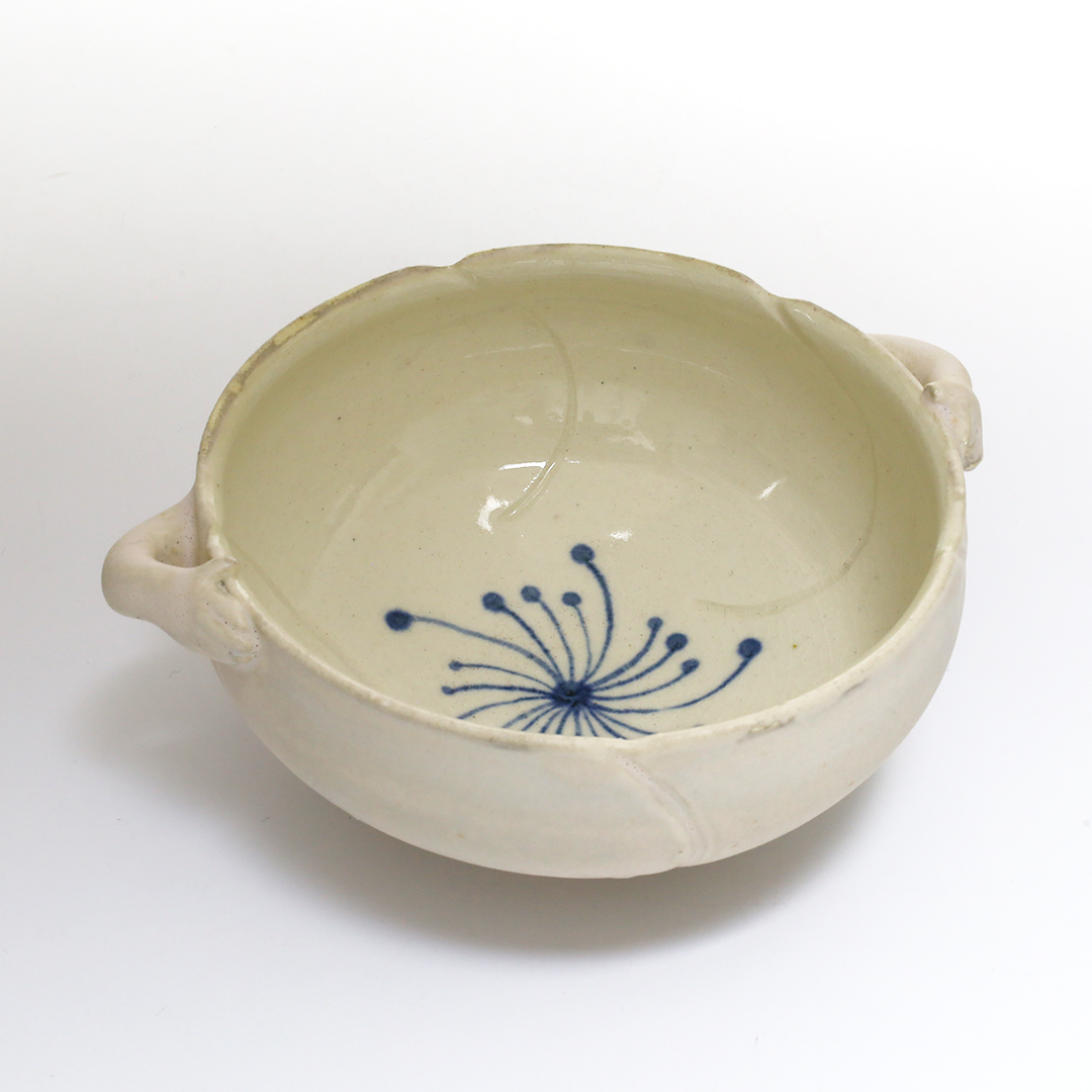 813）✿有田焼☆秀峰作☆菊型花鳥絵深鉢☆破魔オマケ付き☆ 813