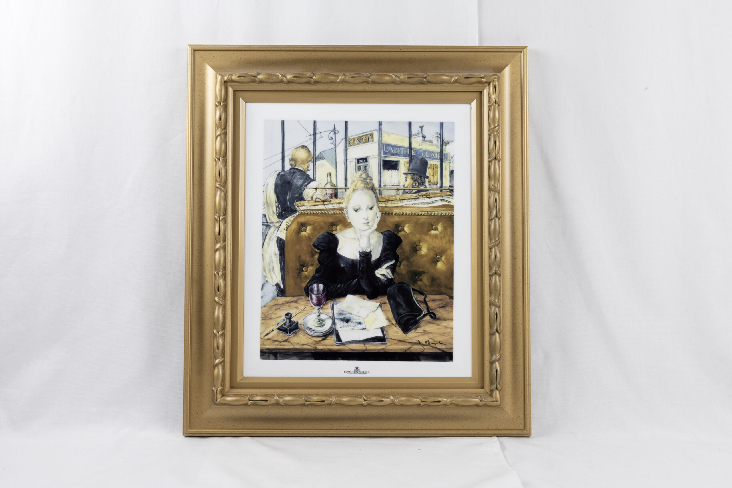 藤田嗣治カフェの女性 黒いドレス ゴールドフレーム.ロイヤル