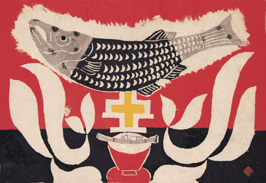 岡村吉右衛門 型染 型絵 和紙 福 民藝 岡村吉右衛門 型染 型絵 和紙 福