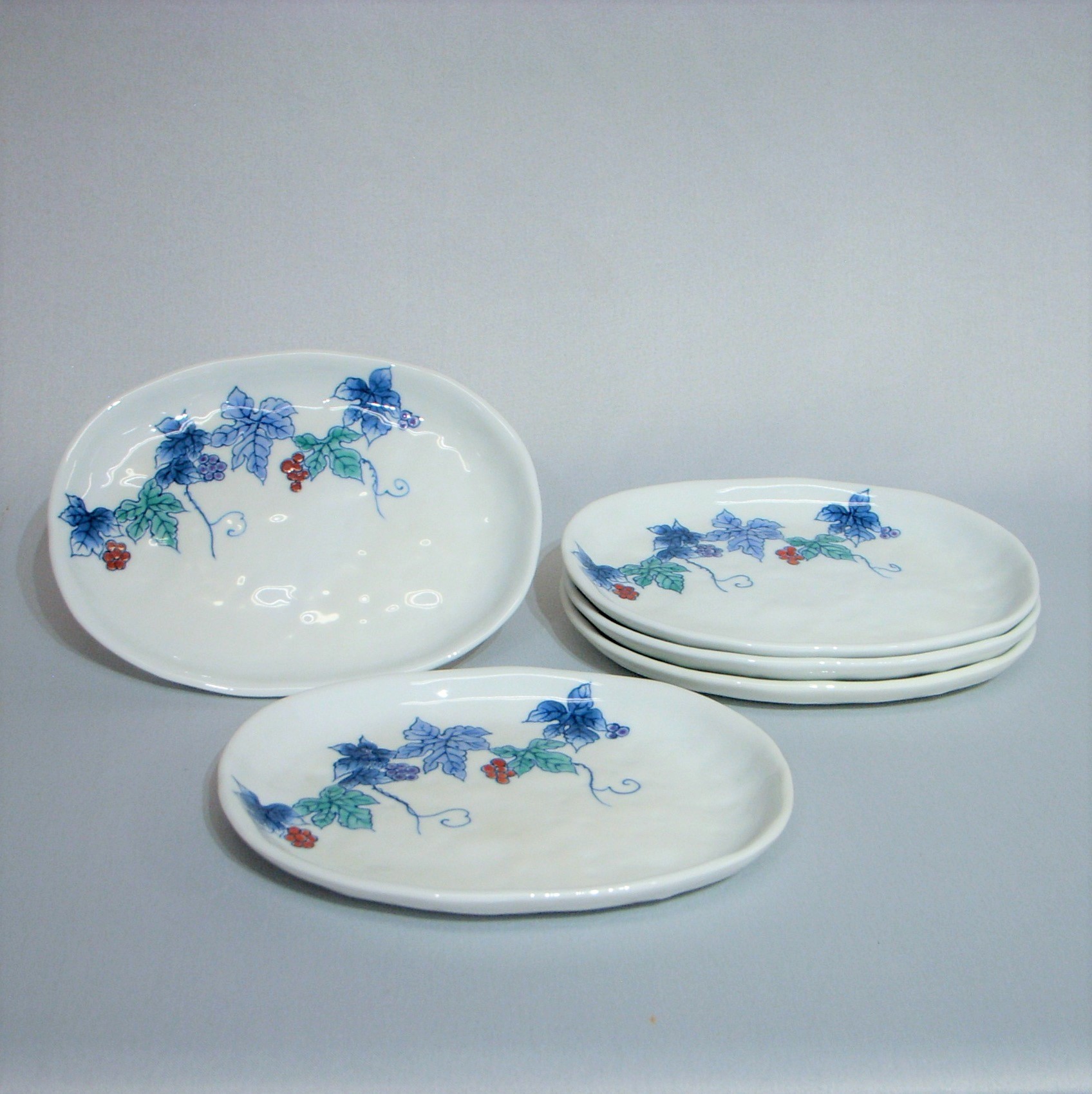 萩焼 松尾藻風作 梅の絵皿 萩焼 松尾藻風作