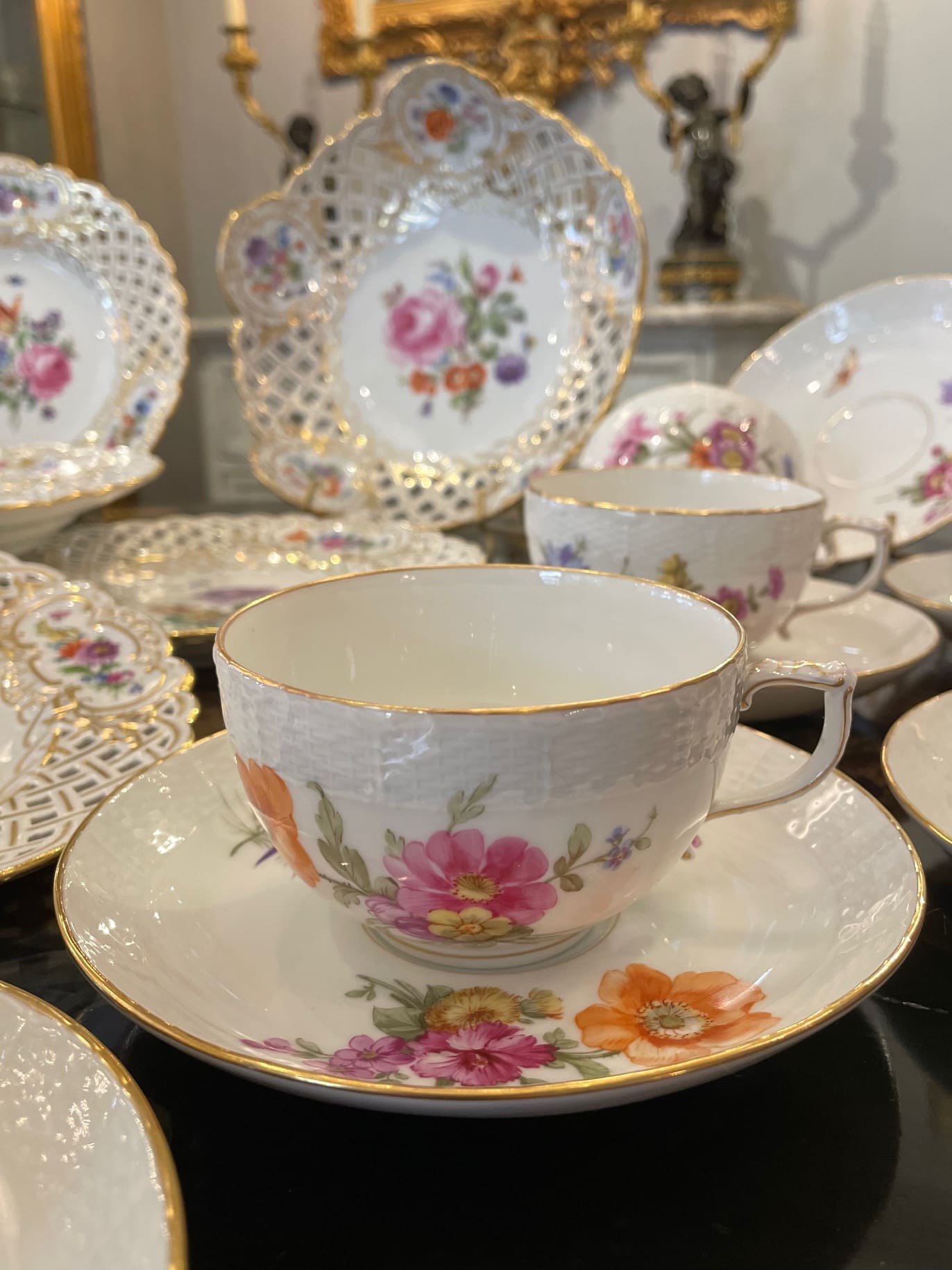 KPMベルリンプレート金彩花フルーツ