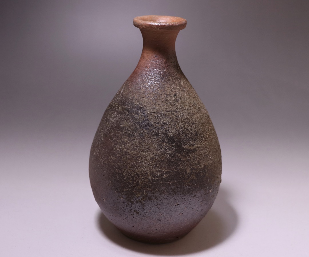 藤原啓 備前特大徳利 共箱 高さ約37.5㎝ 東Y7-0627⭐︎2Fトコウ 藤原啓