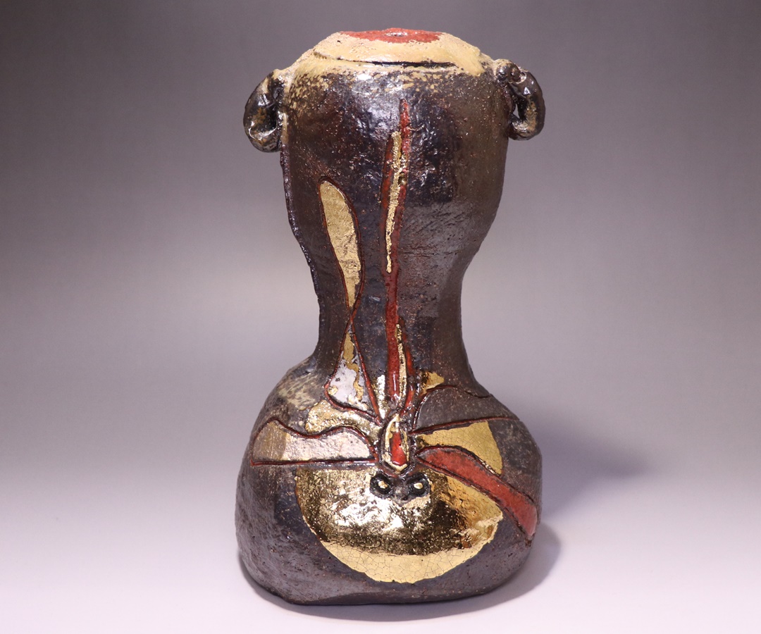 工芸会正会員 奥本丸味 備前花入 M53 工芸会正会員 奥本丸味 備前花入