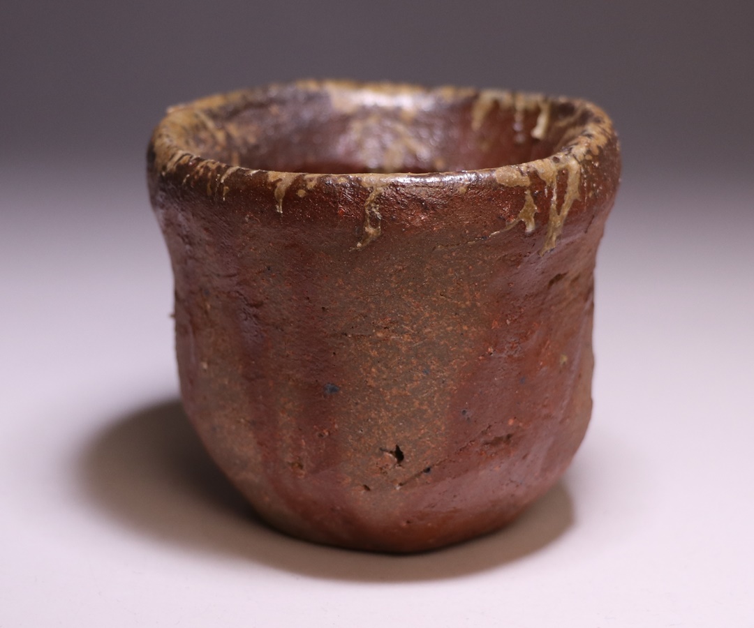 備前焼 有名作家 原田拾六作 緋襷湯呑み 備前焼 有名作家 原田拾六作