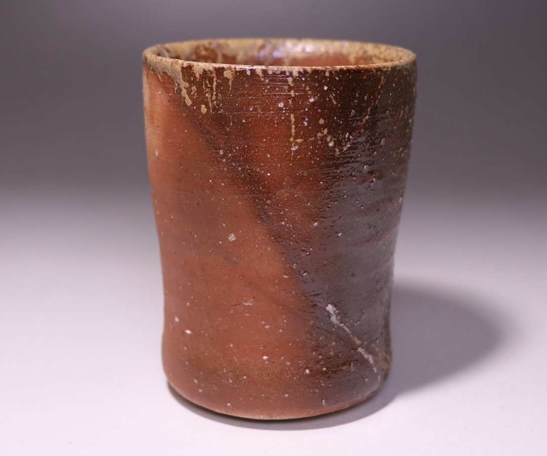 備前焼 人間国宝 伊勢崎淳 湯呑 共箱 陶芸 備前焼 人間国宝 伊勢崎淳