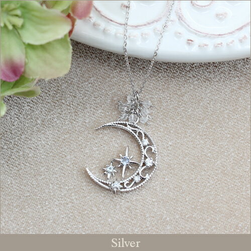 楽天市場】月 星 ネックレス レディース ピンクゴールド トルマリン